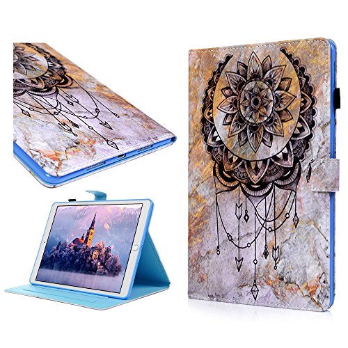 iPad Pro 10.5 Case 2017, Wallet Case Marble Back Cover Mandala Totem Flower Dream Catcher Premuim PU Leather Magnetic Flip Bumper Built-in Kickstand Card Slots Side Pocket with Pen Dust Plug ZSTVIVA