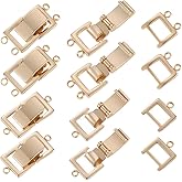 SUNNYCLUE 1 Box 6Pcs Real 14K Gold Plated Fold Over Clasps Bracelet Extender Clasp with Hoop Necklace Fastener Extenders for Jewelry Making Accessories Muti Layer Necklaces Bracelets Women DIY Crafts
