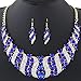Yuhuan Spiral Metal Shining Crystal Jewelry Set Statement Necklace and Drop Earrings