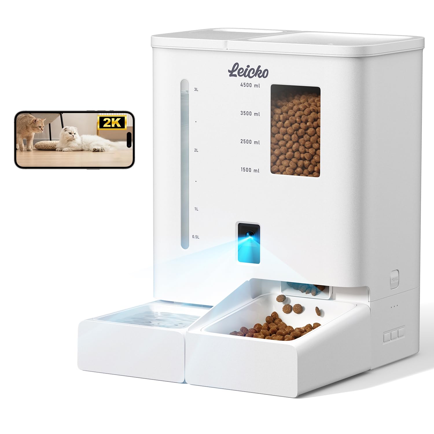 Photo 1 of Automatic Cat Feeder with Camera,5G/2.4G WiFi Pet Feeder,2K HD Video and Night Vision,Easy APP Operation,Low Food and Food Clogging APP Tips,Water and Grain Large Capacity Feeder