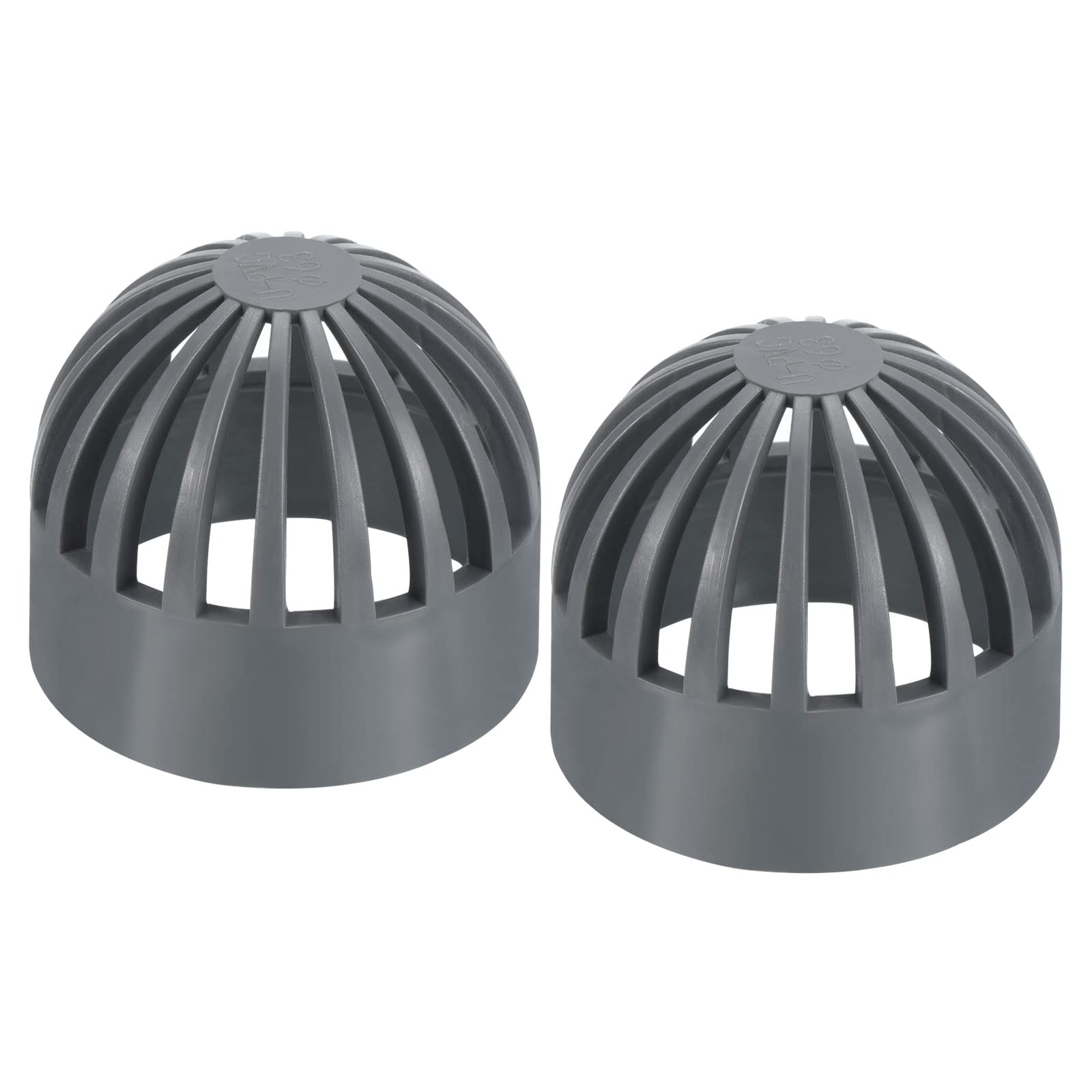 PATIKIL 63mm ID Atrium Drain Grate Cover, 2 Pack Round Outdoor UPVC Sewer Drain Pipe Fitting Adapter for Drainage System, Gray
