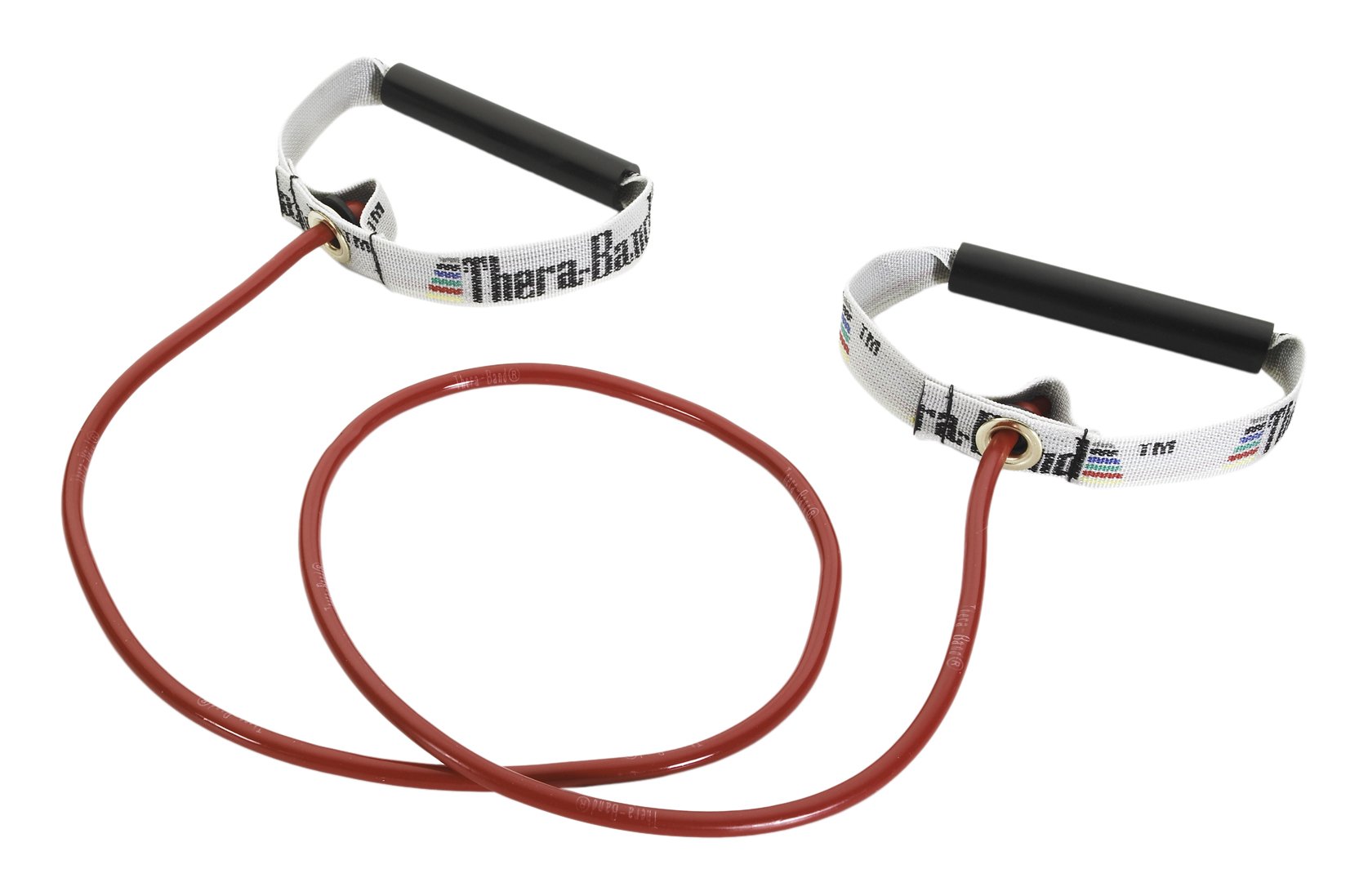 THERABAND Professional Latex Resistance Tubing with Soft Handles for Exercise, Physical Therapy, Lower Pilates, At-Home Workouts, and Rehab, Red