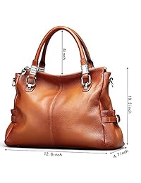 S-ZONE bandolera con manija de cuero auténtica clásica para mujer, cartera para mujer