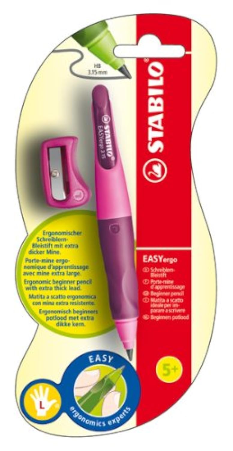 Stabilo EASYergo 3.15mm Left Handed Retractable Pencil - Light Pink/Dark Pink