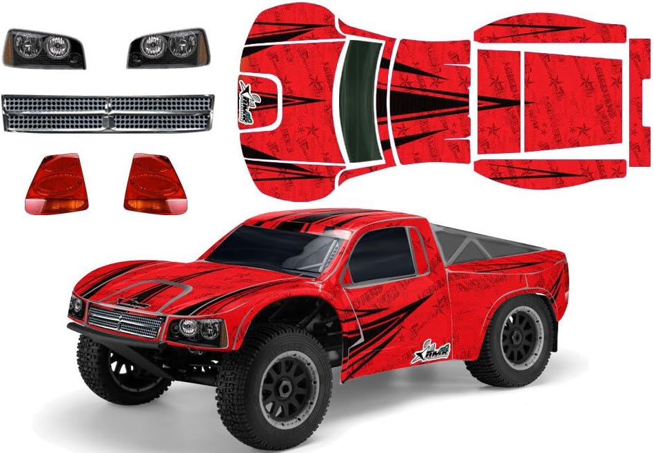 AMR Racing RC Graphics kit Sticker Decal Compatible with Losi Ten-SCTE 1/10 #LOSB8028 - Contender Red