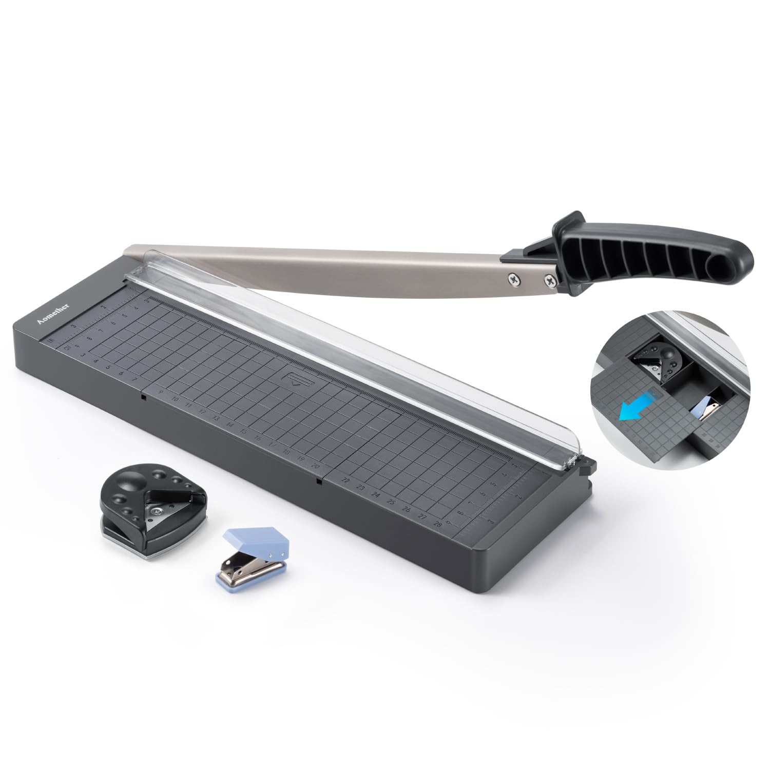 Photo 1 of 12" Guillotine Paper Cutter,Accurate Paper Trimmer Cutting with Safety Guard & Blade Lock, 8 Sheet Capacity, Portable Heavy Duty Paper Cutter for Cardstock,Label,Vinyl & Photos