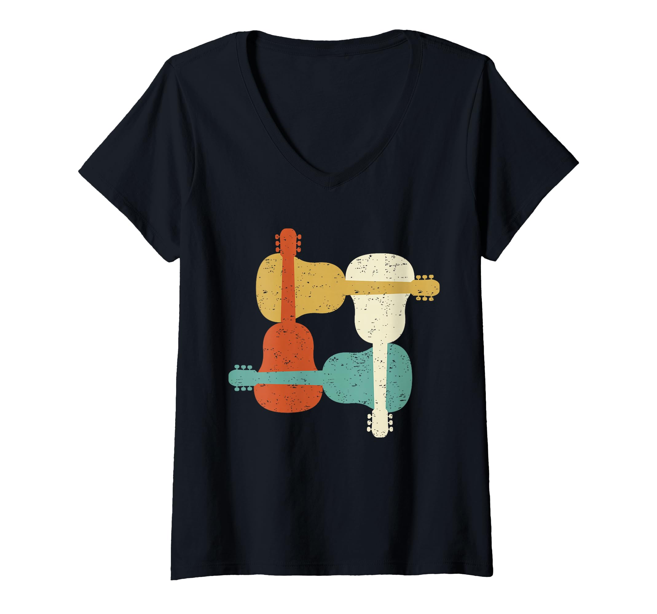 Womens Classical Guitar Player, Guitarist, Classic I Retro V-Neck T-Shirt