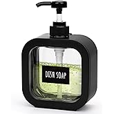 Segbeauty 16.9oz Hand Soap Dispenser, 500ml Leak-Proof Liquid Soap Dispenser for Bathroom, Black Modern Dish Soap Dispensers for Kitchen Sink, Refillable Plastic Pump Bottle with Waterproof Labels