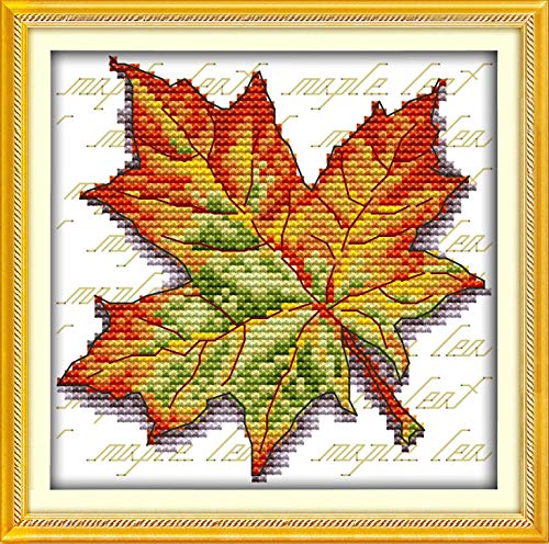 Cross Stitch Stamped Kits Quilt Pre-Printed Cross-Stitching Patterns for Beginner Kids Adults, Embroidery Crafts Needlepoint Starter Kits Maple Leaf - Thumbnail 7