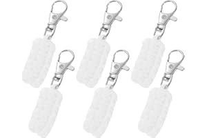 YELARXI Paracord Zipper Pull Polyester Zipper Pulls Replacement Woven Rope with Metal Clasp, 80 mm Length Fit for Backpacks Clothing Luggage Accessories - Cylinder (6 Pack, White)