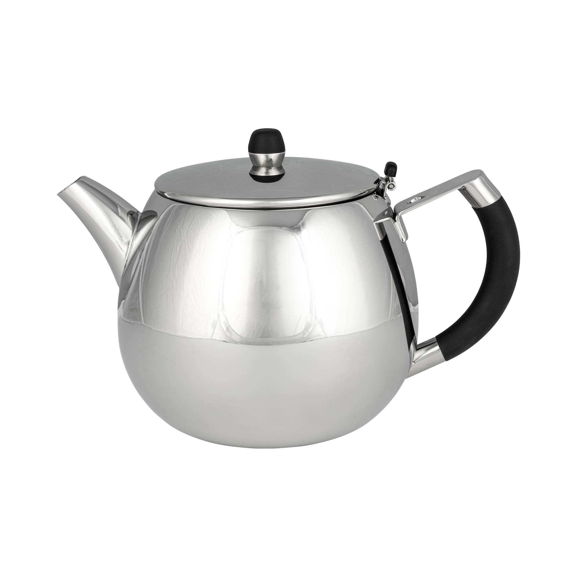 Café Stål Grandeur Range Deluxe Tea Pot, Double Walled Exterior, Mirror Polished 18/10 Stainless Steel, Soft Touch Handles, Perfect Pour Spout 21oz (600ml)