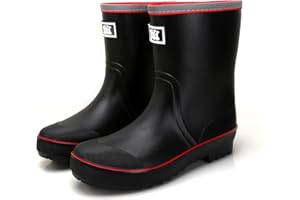 RIUETAR Rain Boots for Men, Waterproof Warm Rubber Boots Mens Garden Boots, Comfort Mid-Calf Lightweight Adjustable Raining Shoes, Elastic Chelsea Ankle Rain Boots Fishing Shoes for Yard Farm Outdoor Work