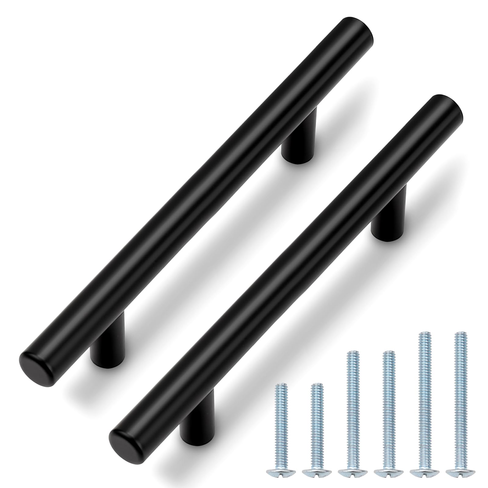 Photo 1 of Probrico 5 Pack|4 inch Cabinet Pulls Black Cabinet Handles Stainless Steel, Modern Style Round T bar Handles Dresser Drawer Pulls, Kitchen Cabinet Knob Hardware