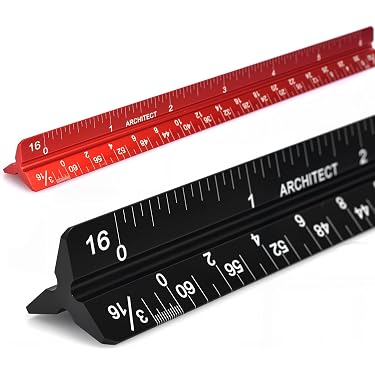 12in Triangular Scale Ruler Aluminium Scale Engineer Architect Technical Drawing