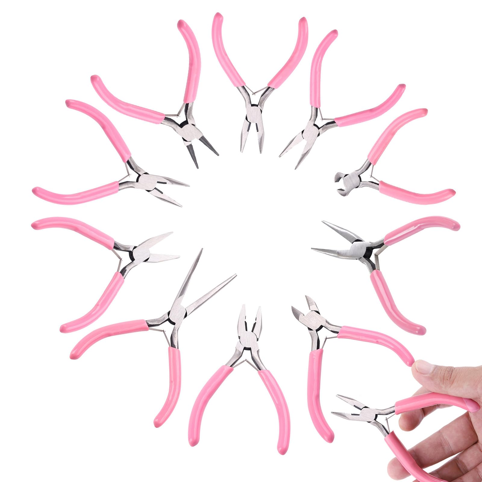 Zhongko 10pc Jewellery Pliers Tools, Mini Pliers Set with Tweezers and Jump Ring Opener for Jewellery Making and Repairing