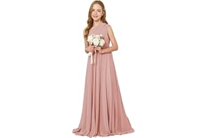 JISISANG One Shoulder Flower Girl Wedding Junior Bridesmaid Chiffon Dresses A Line Sleeveless Princess Dress