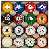 Collapsar Deluxe 2-1/4 Inch Reulation Billiard Balls Pool Ball Marble-Swirl Style Complete 16 Billiard Ball Set (Several Style Available) (White Marble with Black Triangle)