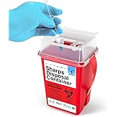 Sharps Containers for Home Use, Needle Disposal, Sharps Disposal, Small Biohazard Containers - 1 Quart