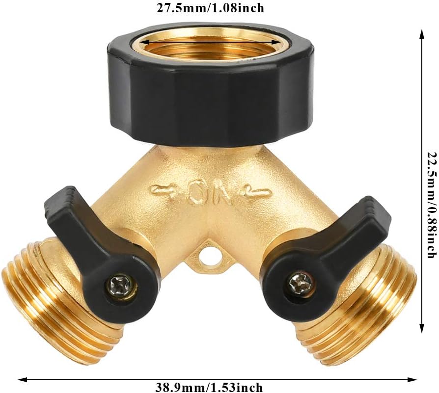 TIMESETL Double Washing Machine Tap 2-Way Y-Dispenser 3/4 Inch for Connecting 2 Appliances, 0.75 inches (outlet), 1.08 inches (inlet) - Image 3