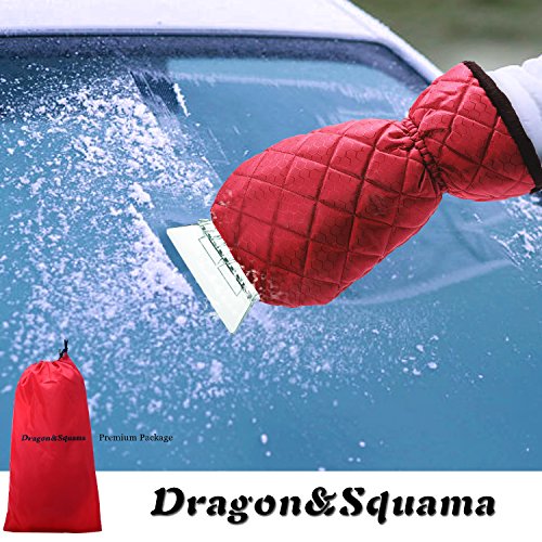 Ice Scraper Mitt For Car Windshield Snow Scrapers with Waterproof Glove Lined of Thick Fleece + Carry Pouch (Red) - Thumbnail 7