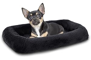 Patas Lague Bolster Dog Bed for Extra Small Dogs 16''x12'', Soft Foam Dog Sofa Pet Bed, Machine Washable Dog Cat Crate Bed Mat for Toy Pet Breeds Black