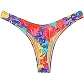 RELLECIGA Women's Thong Bikini Bottom Brazilian High Leg Bathing Suit Bottom