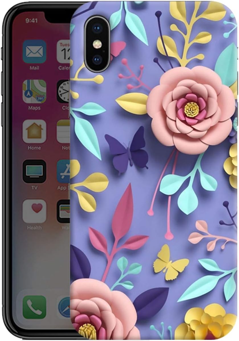 Humor Gang Artificial Flower in Purple Printed Design TPU Slim Soft Transparent Clear Flexible Silicon Mobile Back Cover for Apple iPhone Xs Max