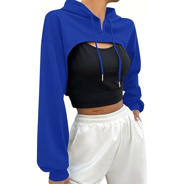 Amazon.com: LovelyWholesale Cropped Zip Up Hoodie Women Crop