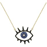 TRENDOLLA Evil Eye Necklace for Women, 925 Sterling Silver 18K Gold Plated Adjustable Chain (16"-18"), Blue & Black CZ Protection Pendant, Gift for Her (Birthday, Anniversary, Travel)