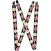 Buckle-Down unisex adults Buckle-down - Bacon Suspenders, Bacon, One Size US