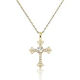 Cross Necklace for Women Dainty Gold Cross Charm Pendant Necklace Women's Non Tarnish Diamond Trendy Thanksgiving Christian Religious Faith Jewelry Gifts