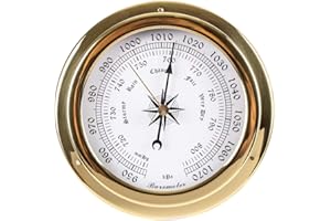 BAWAQAF Brass Case Weather Station Barometer Temperature Hygrometer Clock and Clock TID 145mm
