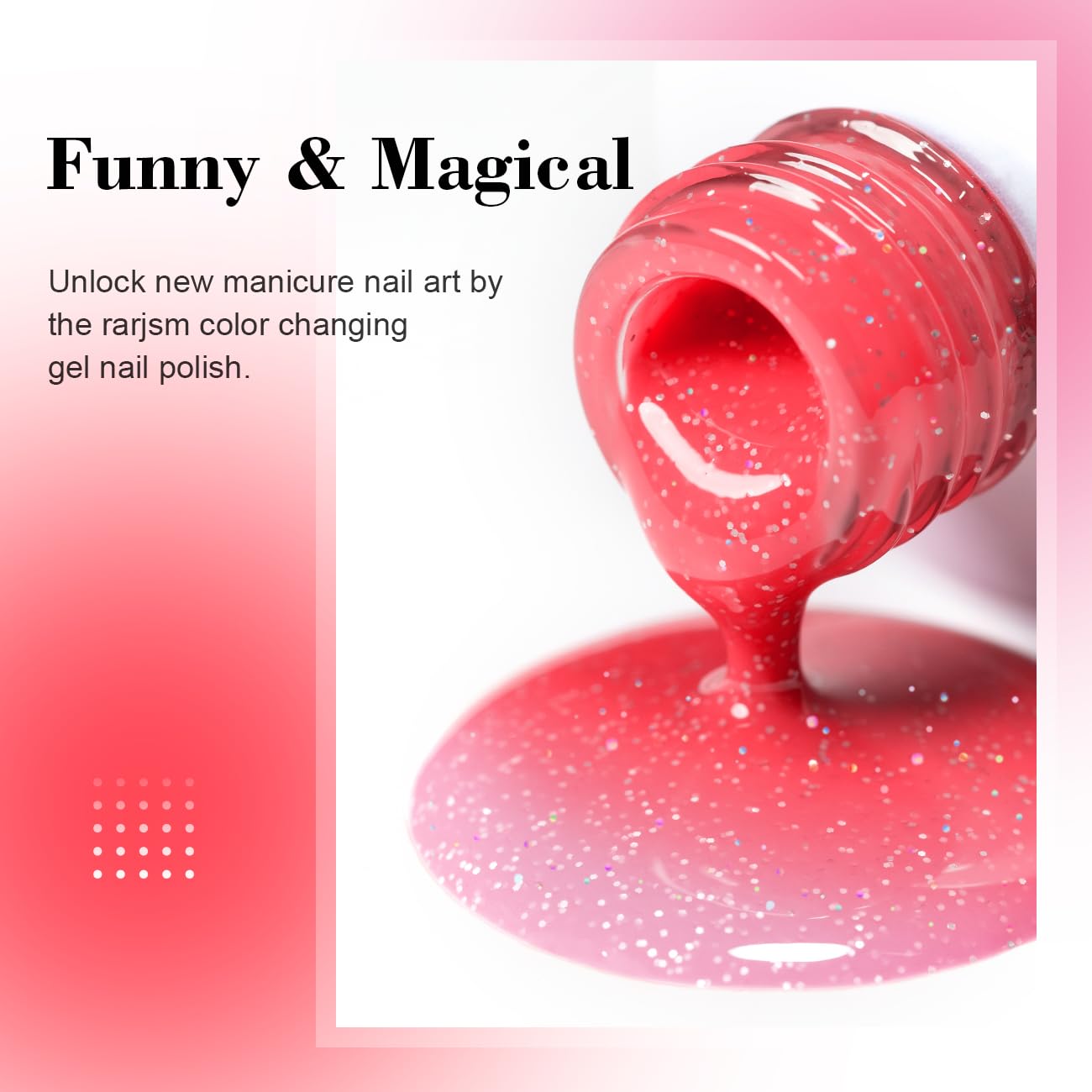 RARJSM Color Changing Gel Nail Polish 15ML Pink to Red Iridescent Glitter Temperature Change Gel Polish Soak off UV Thermal Gel Nail Polish for Nail Art Manicure DIY Salon at Home - Image 4