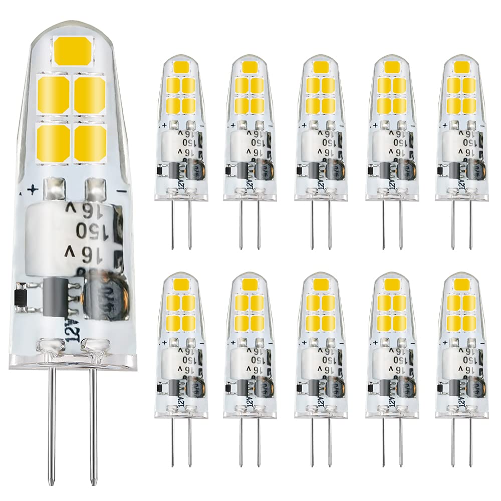 G4 LED Light Bulbs, 2.5W 250LM, Equal to 25-30W Halogen Bulbs, Warm White 3000K, DC/AC 12V, Non-Dimmable(10 Packs)