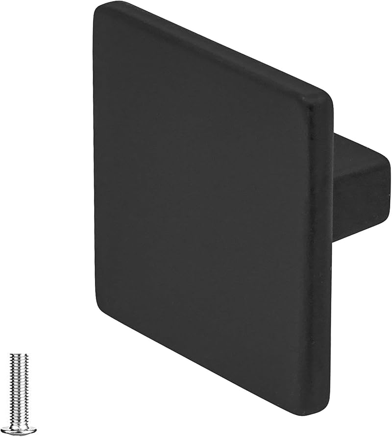 Decoranddecor Calla Square Cabinet Knob Door Pull Handle Black Zinc 40mm