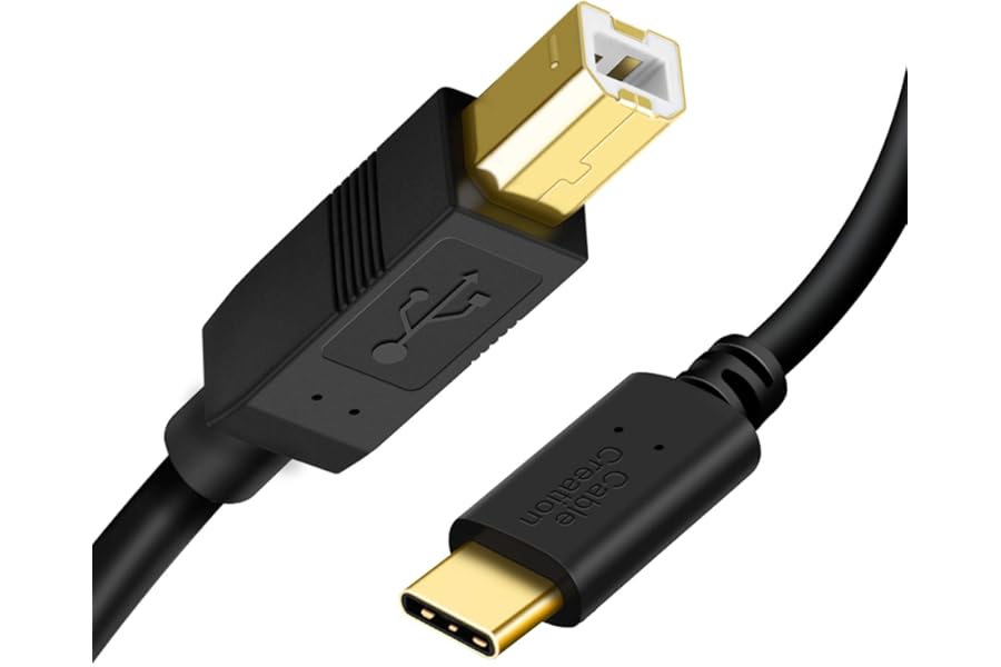 CableCreation USB B to USB C Printer Cable 6.6FT, Type B to Type C Printer Cord for MacBook Pro, Air, MIDI Cable for Yamaha Casio Digital Piano, MIDI Keyboard, DJ Controller, DAC to iPad - 2M, Black