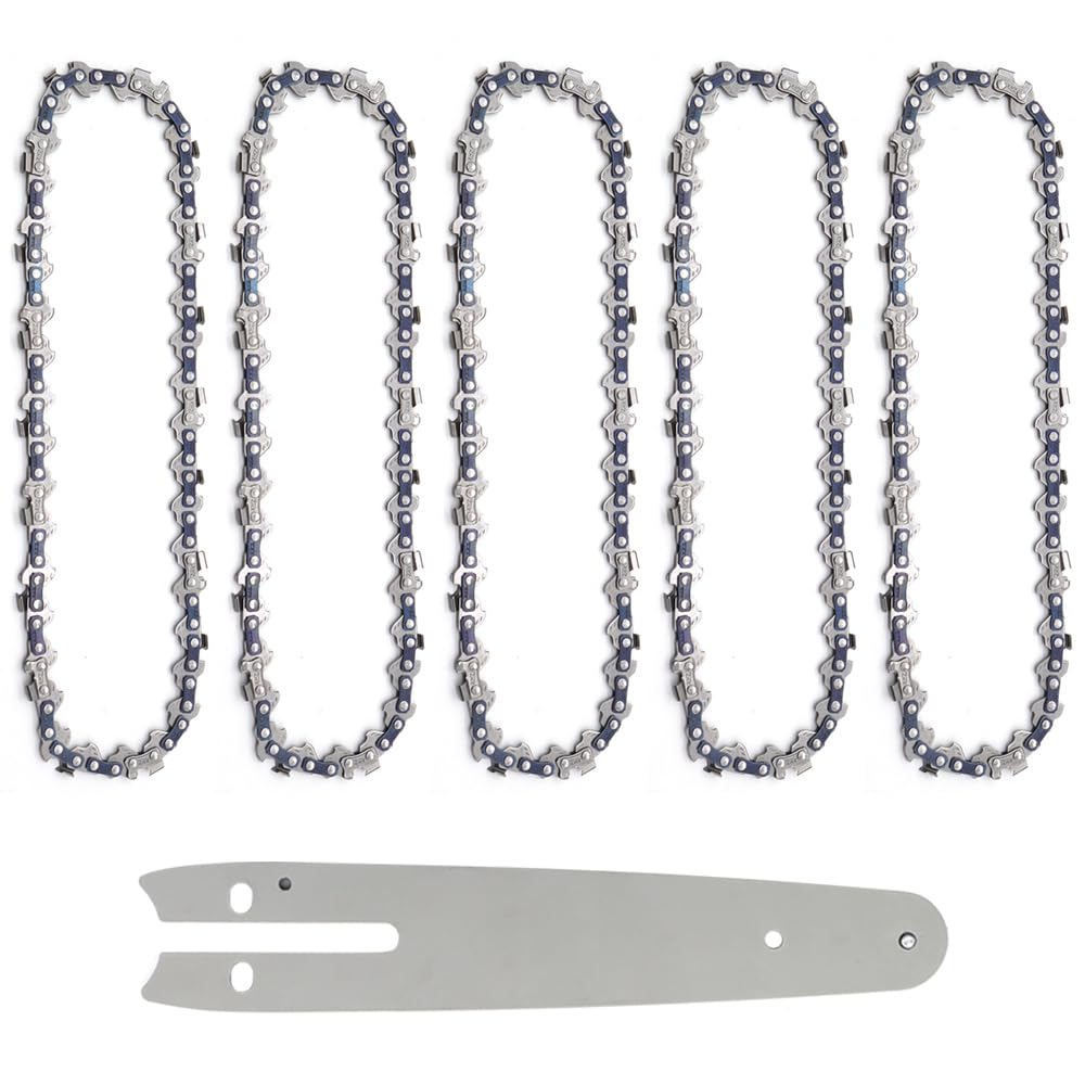 KtbeYTi 5 Pcs Mini Chainsaw Chain, 6 inch 37 TG Chain with 6 inch Guide Bar, Replacement Saw Chain for Handheld Mini Chainsaws