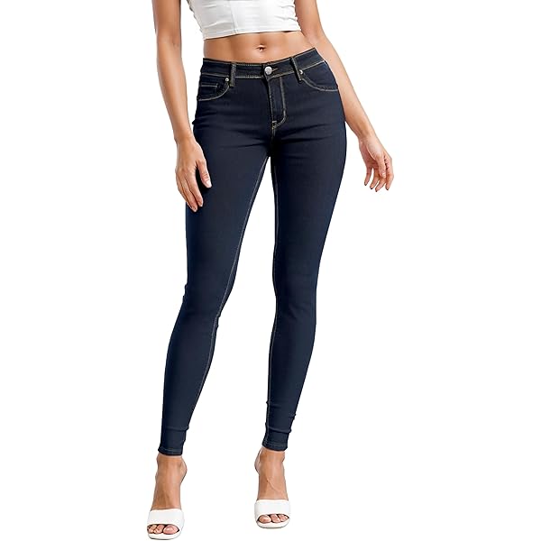 Hybrid & Company Women's Pull On Stretchy Mid Rise Skinny Fit