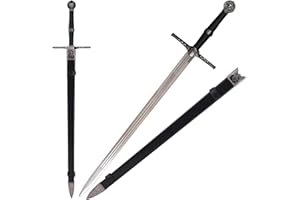 ZKBWFLA Full Metal Geralt's Silver Steel Sword 125cm/48.8 inches,Stainless Steel,White Wolf Aerondight Silver Sword Handmade Anime Cosplay Prop for Display and Collection