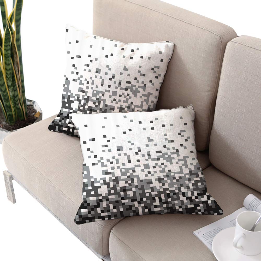 Josepsh Black and White Art Decor Square Personalized Pillowcase,Geometric Cubes Squares Abstract Theme LGray Ombre W18 xL18 2pcs Cushion Cases Pillowcases for Sofa Bedroom Car