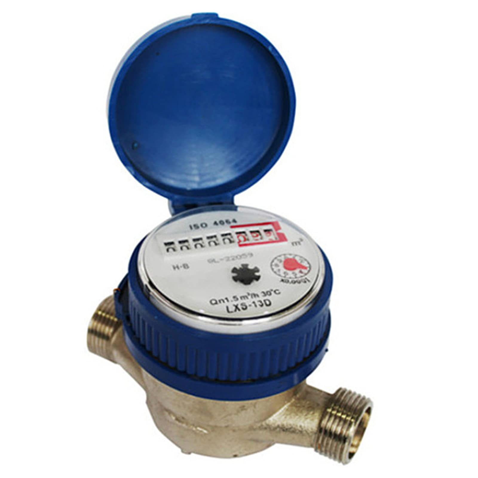 15 mm 1/2 Inch Water Meter Garden with Mounting Accessories and Protective Cover Household Cold Water Meter
