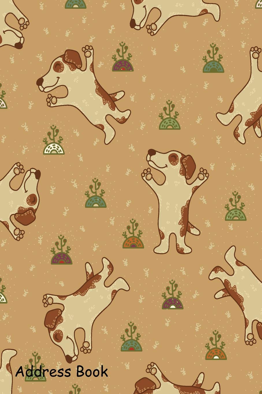 Address Book: For Contacts, Addresses, Phone, Email, Note,Emergency Contacts,Alphabetical Index With Craft doodle seamless pattern with dogs