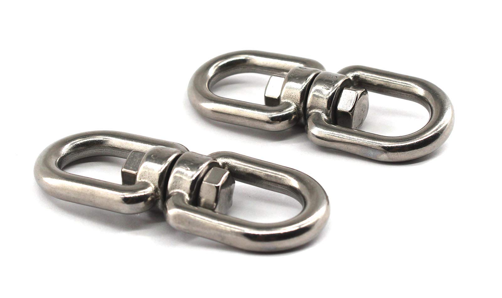 304 stainless steel double ended M8 swivel shackle eye hook 8-shaped ring connector perfect for hanging&rotating pack of 2 pcs