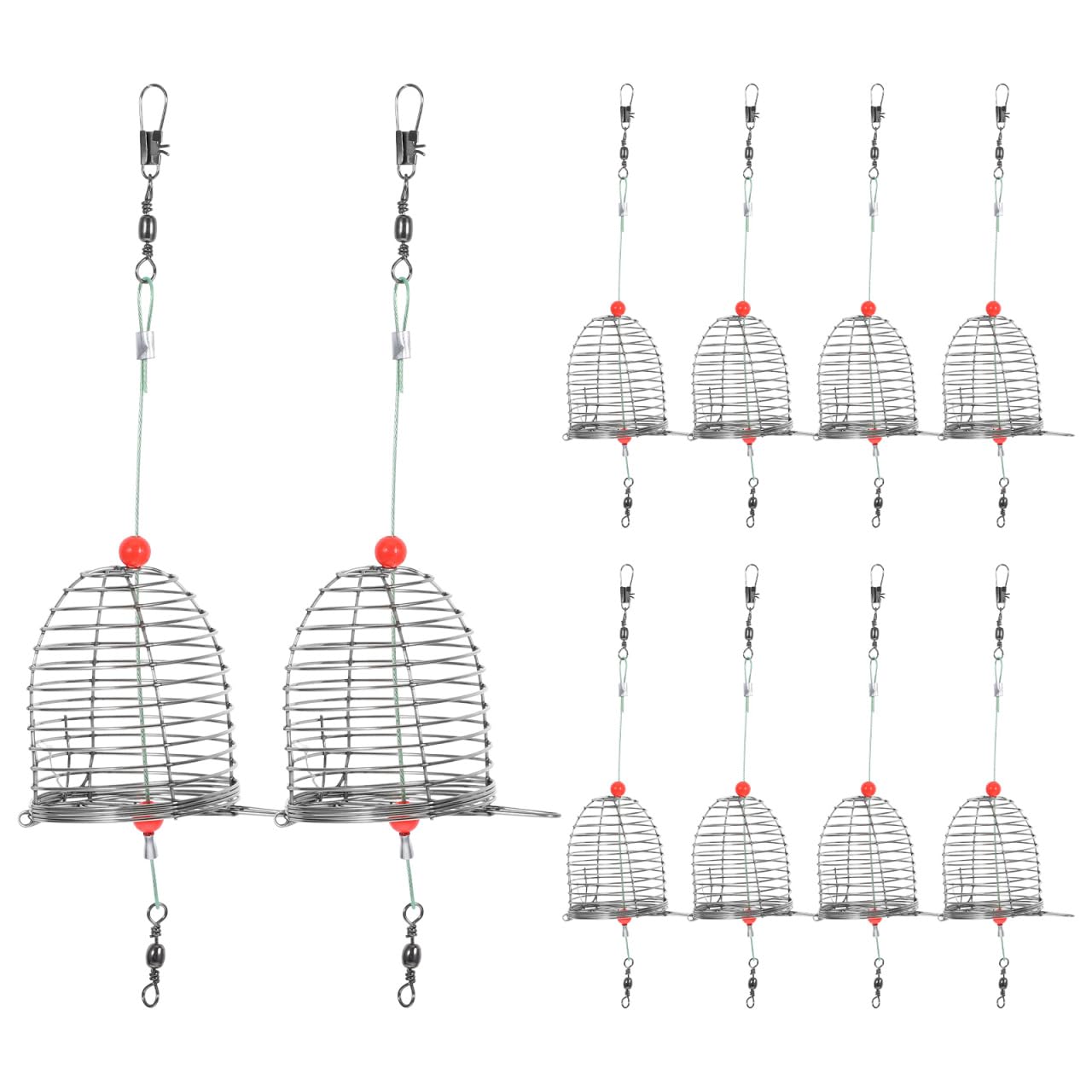 10 Pcs Stainless Steel Carp Feeder Bait Cage Fishing Tackle for Eels Crabs and Shrimps Compact and Lightweight Design for Easy Transport