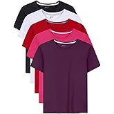 Brix Girls Shirts 5 Pack - Short Sleeve Tees for Girls T-Shirts 100% Cotton Tagless Kids Fashion Summer Tops.