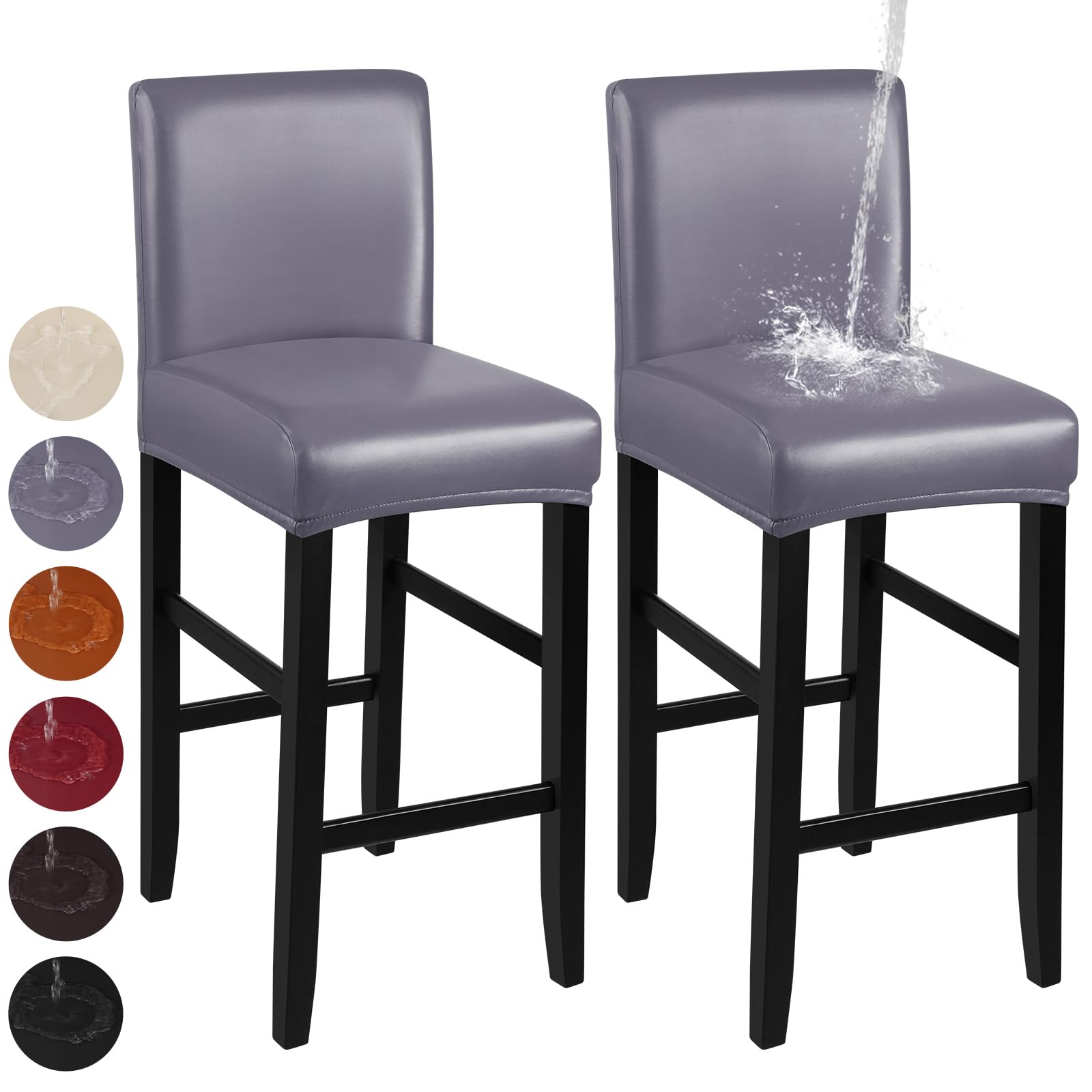 YISUN Bar Stool Covers, Stretch Waterproof PU Bar