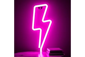 XIYUNTE Neon Sign Lightning Bolt Neon Signs for Wall Decor, USB or Battery Powered Pink Led Lightning Bolt Light for Bedroom, Living Room, Girls Room, Kids Room, Gaming Room, Party, Gifts for Girls