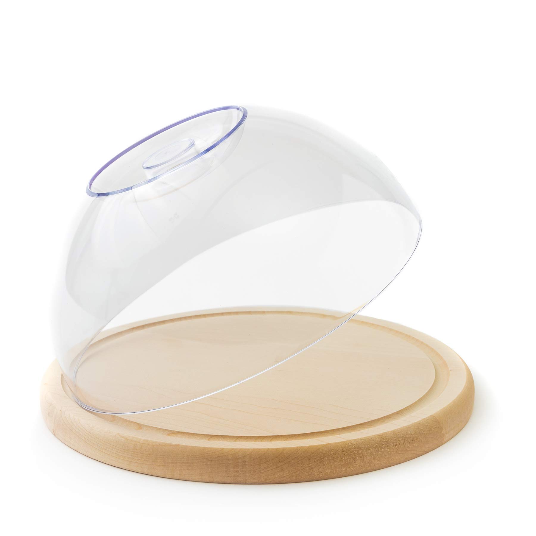 Tuuli Kitchen Round Cheese Cake Dome Cover Wooden Chopping Board with Lid Cold Cuts Bread Container