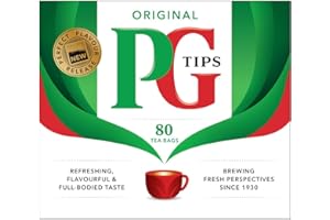 PG Tips Black Tea Bags Non-Pyramid, 80 Count (Pack of 1)