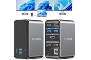 TobenONE Docking Station 3 Monitors, Laptop Docking Station with Power Supply 100W, 2 HDMI, DisplayPort, 7 USB C/A Port, Ethernet, Audio, 87W Charging for Thunderbolt 4/3, USB4, USB-C Windows&ChromeOS